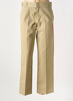 Pantalon droit fermeture zippée sous rabat avec crochet beige DICKIES homme