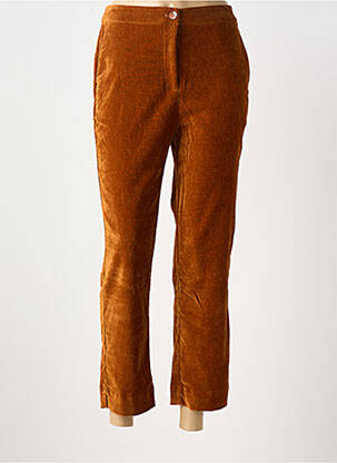Pantalon 7/8 fermeture zippée sous rabat boutonné marron SURKANA femme