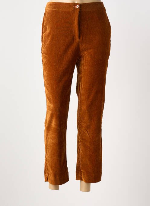 Pantalon 7/8 fermeture zippée sous rabat boutonné marron SURKANA femme
