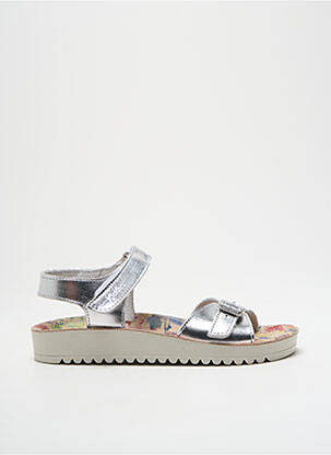 Sandales/nu pieds matière lisse bout ouvert argent KICKERS fille