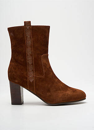Bottines/boots nubuck talon de 7 à 9cm marron EMILIE KARSTON femme