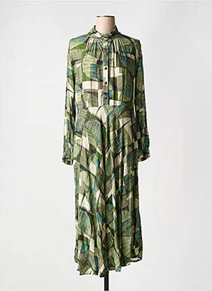 Robe longue manches longues manches longues vert LA FEE MARABOUTEE femme