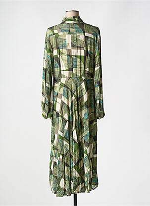 Robe longue imprimé fantaisie manches longues vert LA FEE MARABOUTEE femme