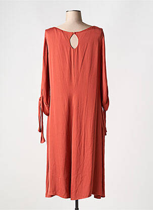 Robe longue coupe fluide manches 3/4 marron VAN-DOS femme