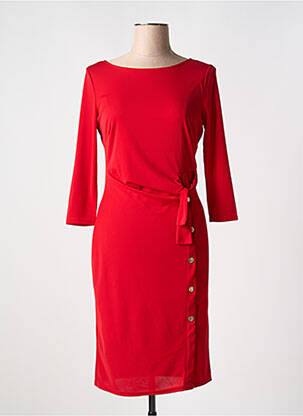 Robe mi-longue manches longues manches longues rouge LILOO femme