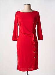 Robe mi-longue manches longues manches longues rouge LILOO femme