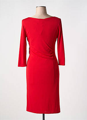 Robe mi-longue manches longues manches longues rouge LILOO femme