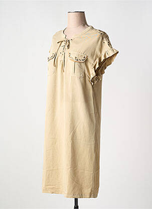Robe mi-longue manches courtes manches courtes beige CREAM femme