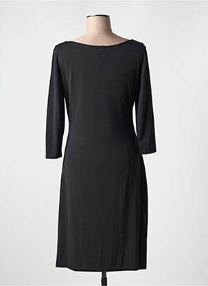 Robe longue tissage crêpe manches 3/4 noir LILOO femme