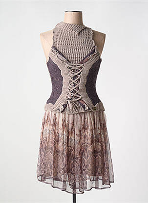 Robe mi-longue imprimé fantaisie sans manche gris SONIA GONNELLI femme