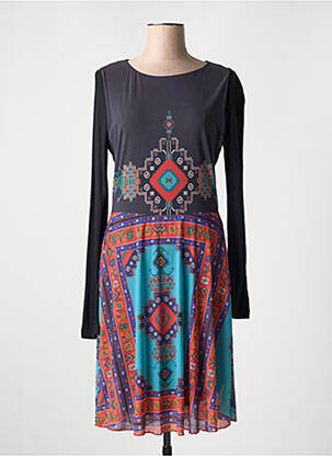 Robe mi-longue coupe fluide manches longues gris DESIGUAL femme
