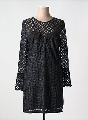 Robe mi-longue imprimé fantaisie manches longues noir DESIGUAL femme