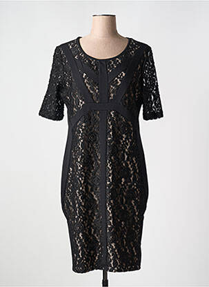 Robe mi-longue imprimé fantaisie manches courtes noir FRANSA femme