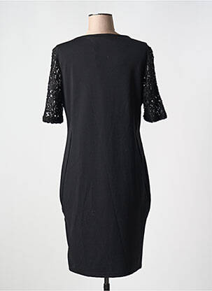 Robe mi-longue imprimé fantaisie manches courtes noir FRANSA femme