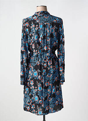 Robe mi-longue imprimé fleurs manches longues bleu EVA KAYAN femme