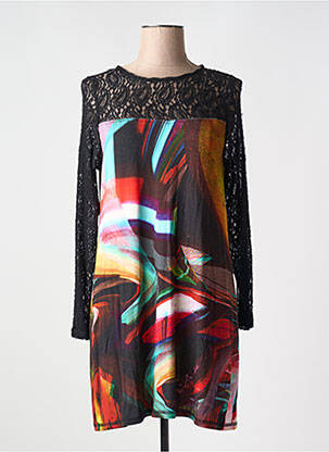 Robe mi-longue imprimé fantaisie manches longues rouge FA CONCEPT femme