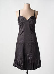 Robe mi-longue col v fines bretelles noir MAIS IL EST OU LE SOLEIL femme