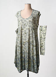 Robe mi-longue imprimé fleurs manches longues vert MYRINE femme