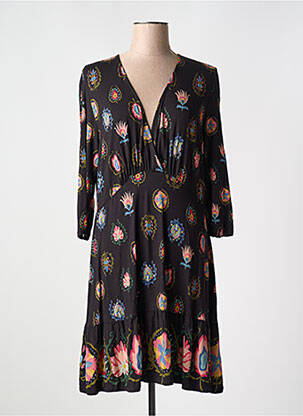Robe mi-longue coupe fluide manches 3/4 noir DESIGUAL femme