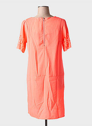 Robe mi-longue tissage crêpe manches courtes orange MOLLY BRACKEN femme