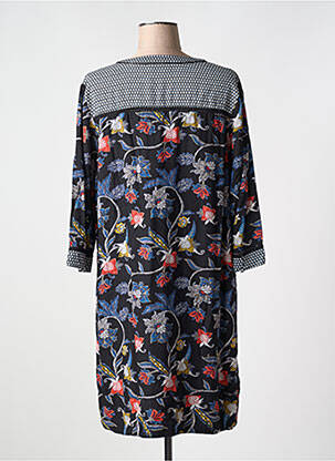 Robe mi-longue imprimé fleurs manches 3/4 bleu FRANSA femme