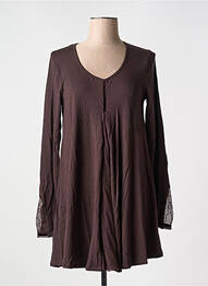Robe courte manches longues manches longues marron MYRINE femme
