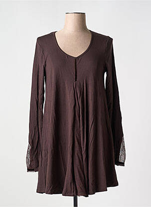 Robe courte manches longues manches longues marron MYRINE femme
