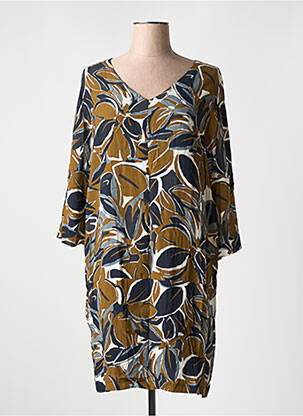 Robe mi-longue manches 3/4 manches 3/4 marron LA FEE MARABOUTEE femme
