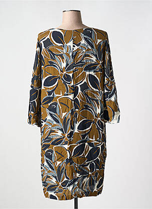Robe mi-longue manches 3/4 manches 3/4 marron LA FEE MARABOUTEE femme