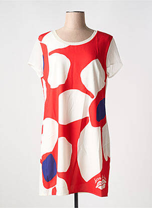 Robe courte fermeture zippée au dos manches courtes rouge DESIGUAL femme