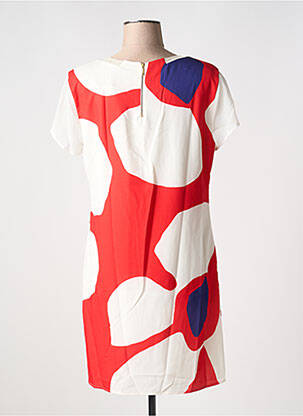 Robe courte fermeture zippée au dos manches courtes rouge DESIGUAL femme