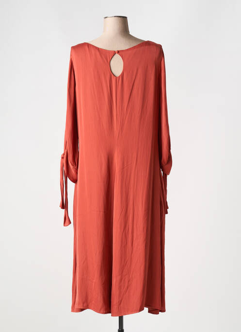 Robe longue coupe fluide manches 3/4 marron VAN-DOS femme