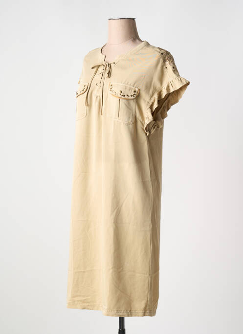 Robe mi-longue manches courtes manches courtes beige CREAM femme