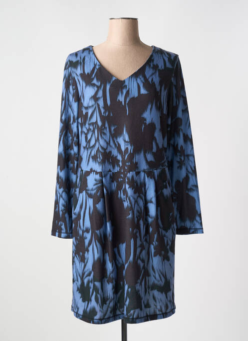 Robe mi-longue imprimé fantaisie manches longues bleu 3322 femme