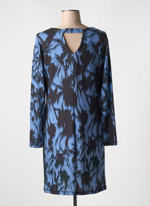 Robe mi-longue imprimé fantaisie manches longues bleu 3322 femme