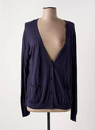Gilet manches longues col rond bleu KATMAI femme