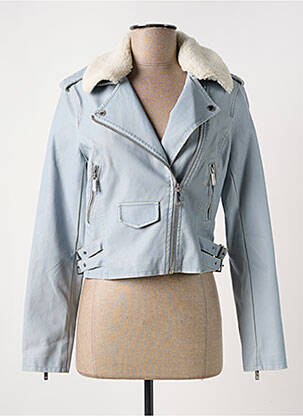 Veste simili cuir poches bleu MORGAN femme