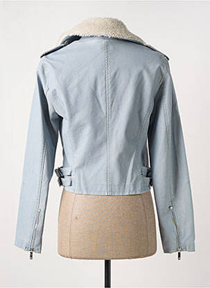 Veste simili cuir poches bleu MORGAN femme