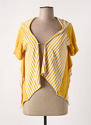 Gilet manches courtes col châle jaune CREA CONCEPT femme