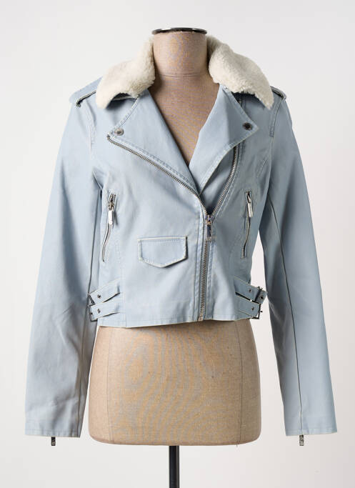 Veste simili cuir bleu MORGAN pour femme