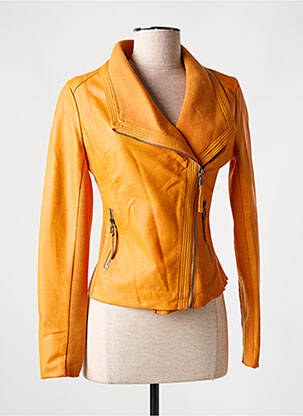 Veste simili cuir poches orange SOFTY femme