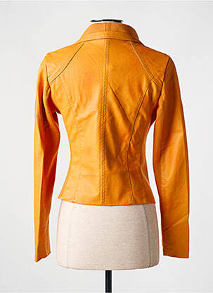Veste simili cuir poches orange SOFTY femme