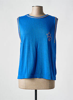Pull coupe droite manches courtes bleu APRIL VINTAGE femme