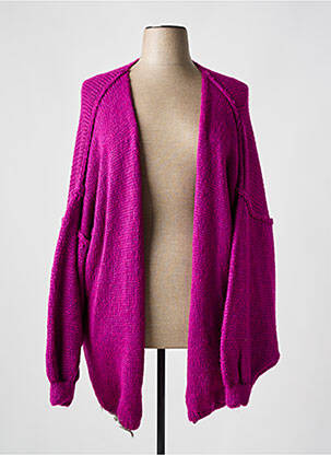 Gilet manches longues maille tricot violet TRICOT STATION femme