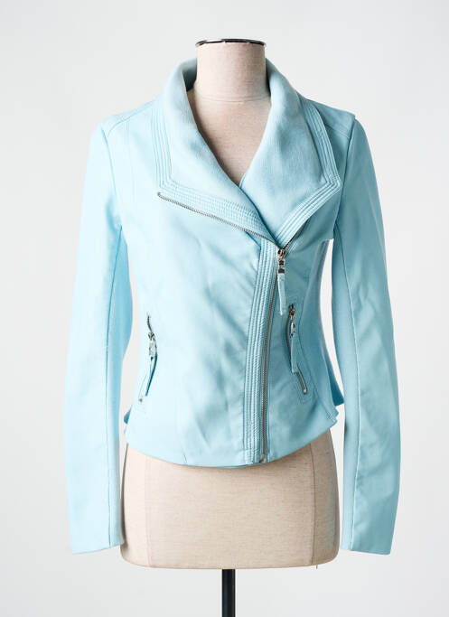 Veste simili cuir poches bleu SOFTY femme