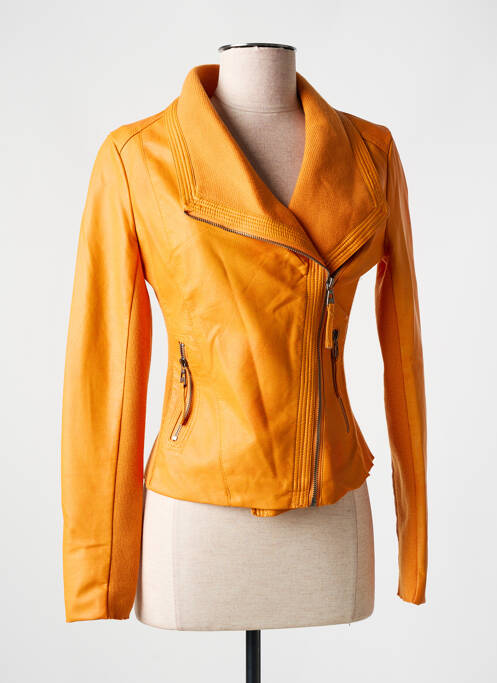 Veste simili cuir poches orange SOFTY femme