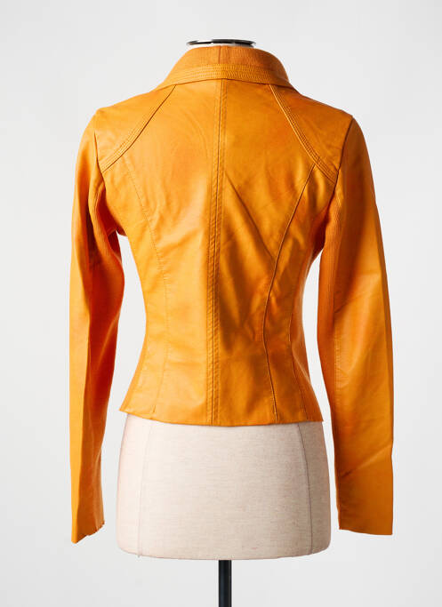 Veste simili cuir poches orange SOFTY femme