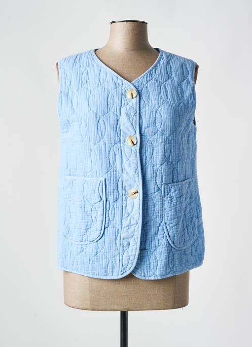Gilet sans manche coupe droite bleu SYBELLA femme