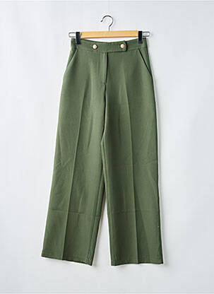 Pantalon droit fermeture zippée sous rabat boutonné vert CHARMING GIRL BY SILIA femme