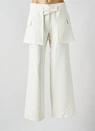 Pantalon large fermeture zippée sous rabat boutonné taille haute beige LES ACOLYTES femme
